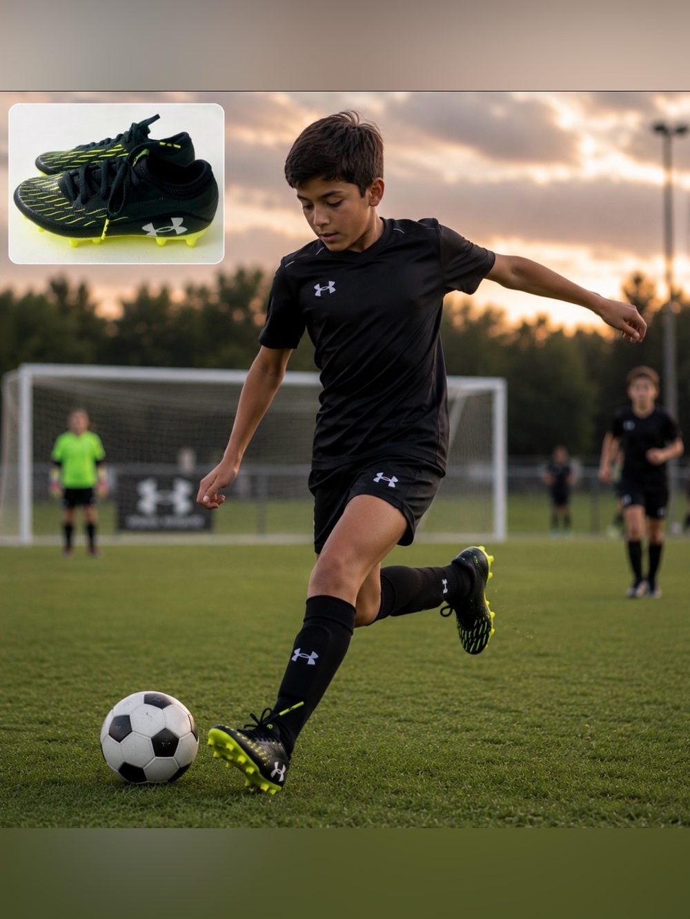 Under Armour Kids' Black & Neon Yellow Soccer Cleats